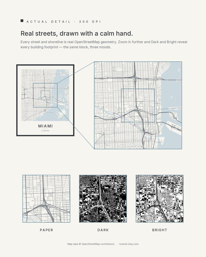 Miami map wall art — Listing image 04 — detail
