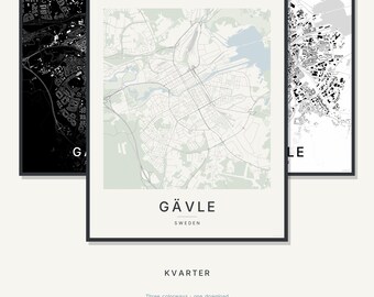 Gävle Karte drucken, Gävle Poster, skandinavische Wandkunst, minimalistischer Stadtplan, Schweden druckbar, digitaler Download, Geschenk zur Wohnungserwärmung