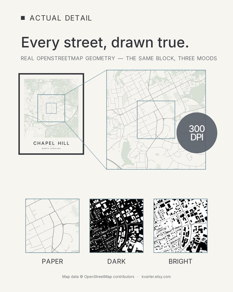 Chapel Hill map wall art — Listing image 05 — whatyouget