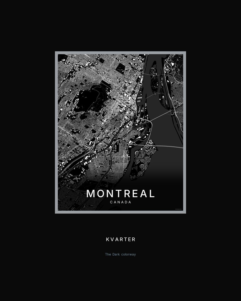 Montreal map wall art — Listing image 08 — hero dark