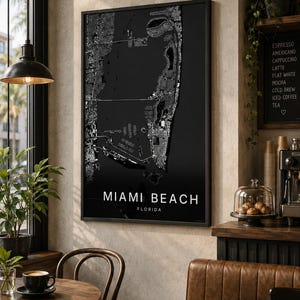 Miami Beach map wall art — Photo of the poster in an interior