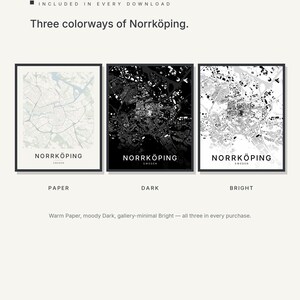 Norrköping map wall art — Listing image 02 — colorways