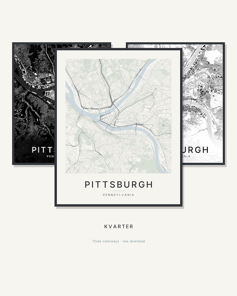 Pittsburgh map wall art — Listing image 01 — hero