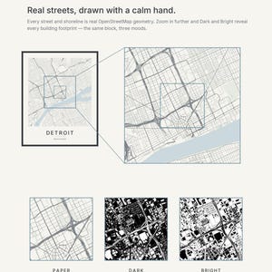 Detroit map wall art — Listing image 04 — detail