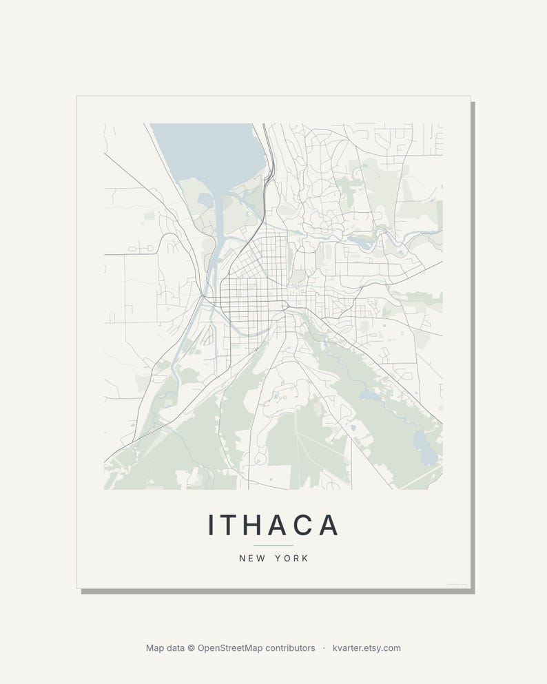 Ithaca map wall art — Listing image 03 — flat