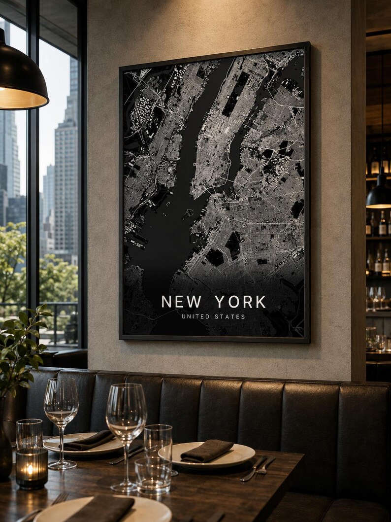 New York map wall art — Photo of the poster in an interior