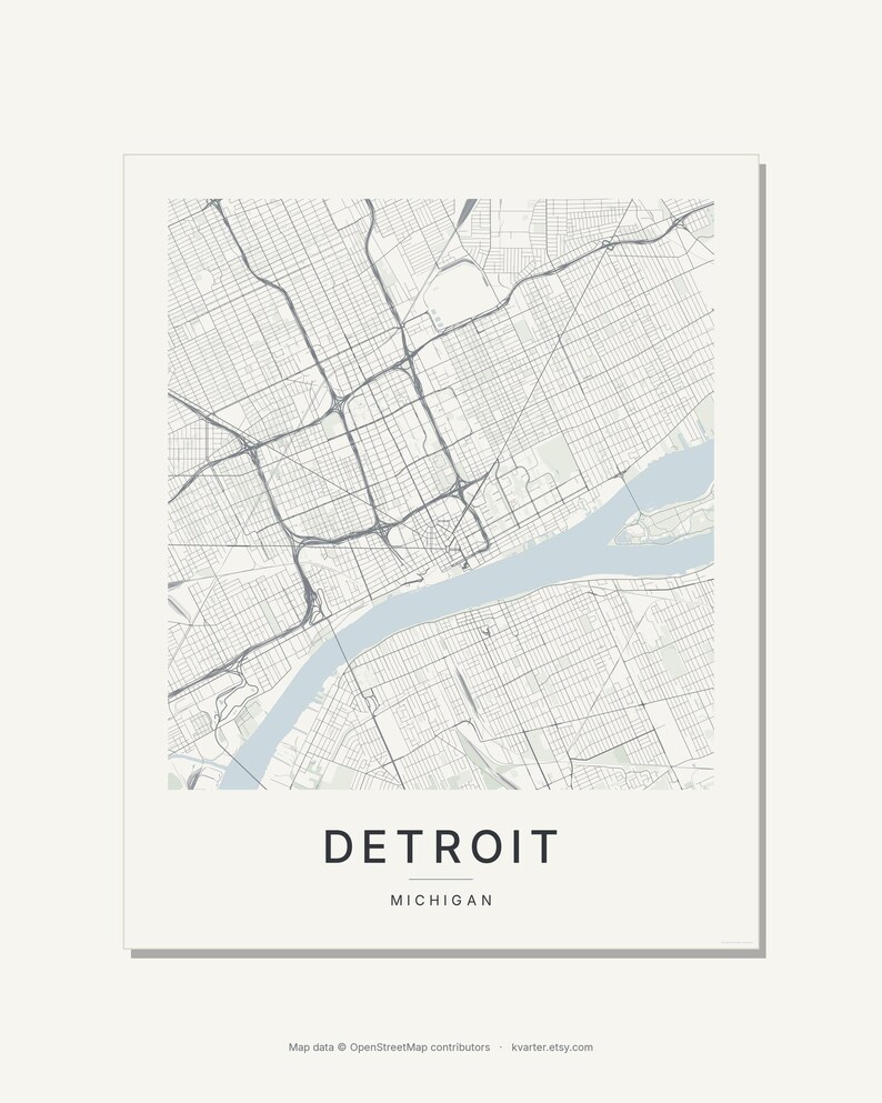 Detroit map wall art — Listing image 03 — flat