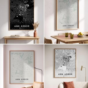 Ann Arbor map wall art — Listing image 02 — colorways