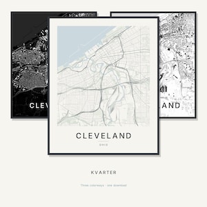 Cleveland Map Print, Cleveland Poster, Modern Wall Art, Minimalist City Map, United States Printable, Digital Download, Housewarming Gift