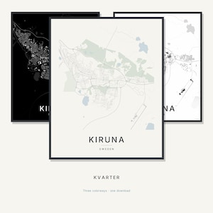 Kiruna Map Print, Kiruna Poster, Scandinavian Wall Art, Minimalist City Map, Sweden Printable, Digital Download, Housewarming Gift