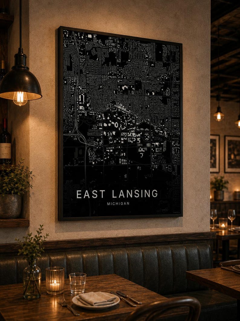 East Lansing map wall art — Listing image 08 — hero dark