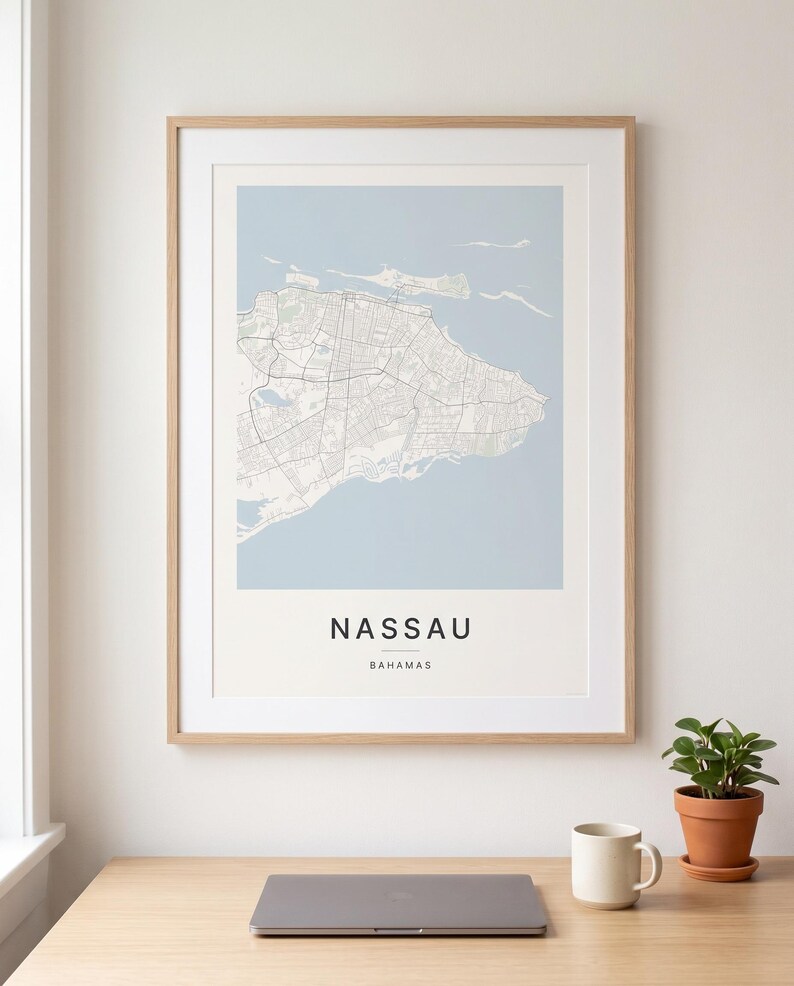 Nassau map wall art — The poster in a room (AI-generated)