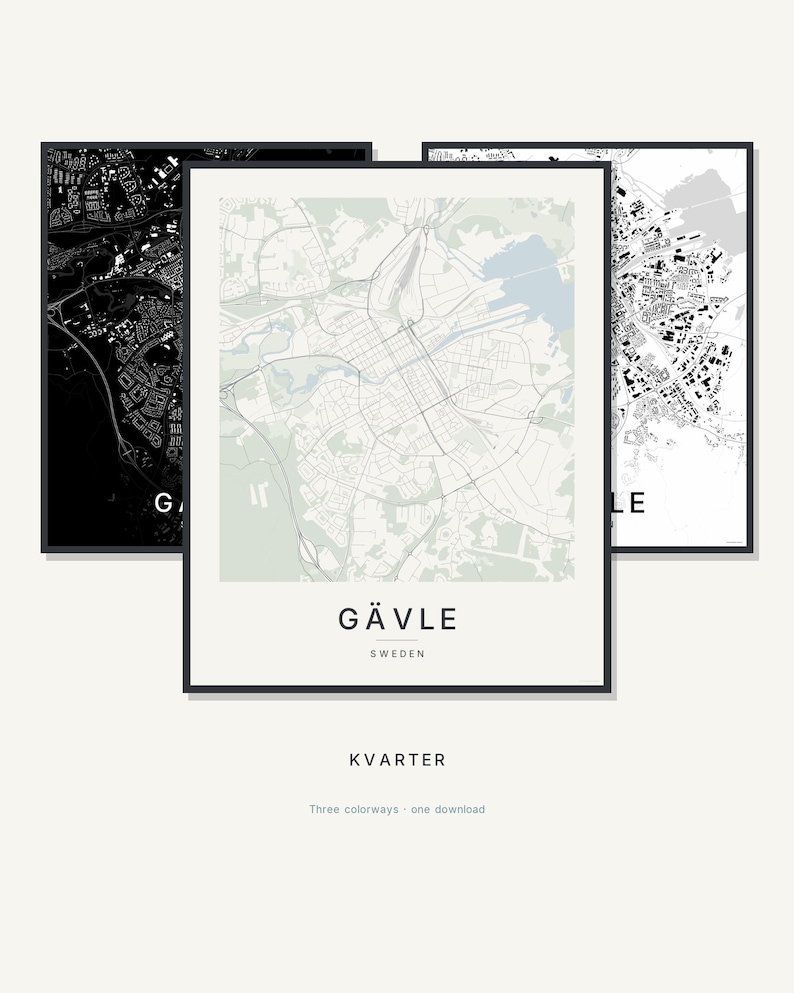Gavle Map Print, Wall Art, Printable, Digital Download, Minimalist City Map Poster, Scandi, Housewarming Gift image 1