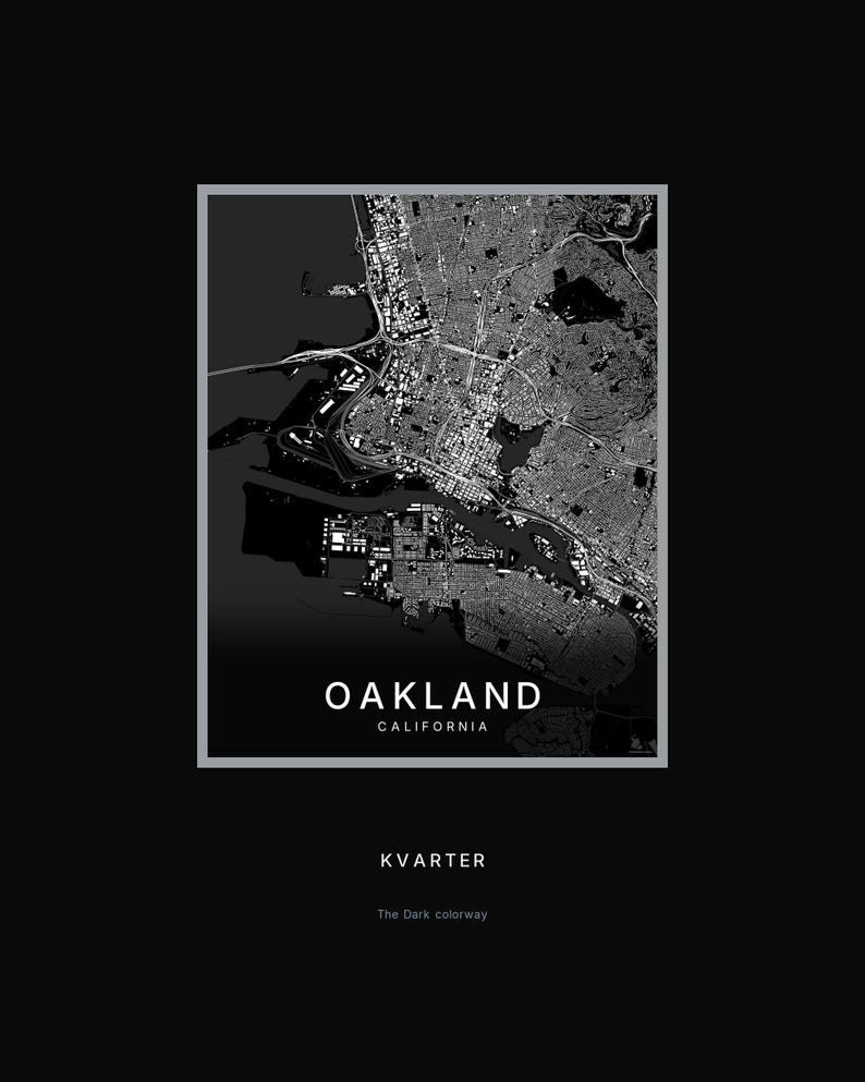 Oakland map wall art — Listing image 08 — hero dark