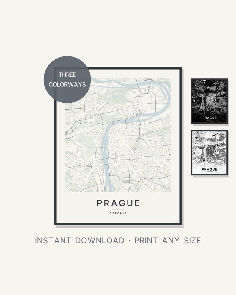 Prague map wall art — Listing image 01 — hero