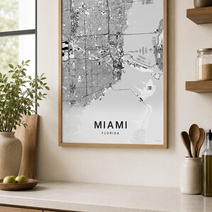 Miami map wall art — Photo of the poster in an interior