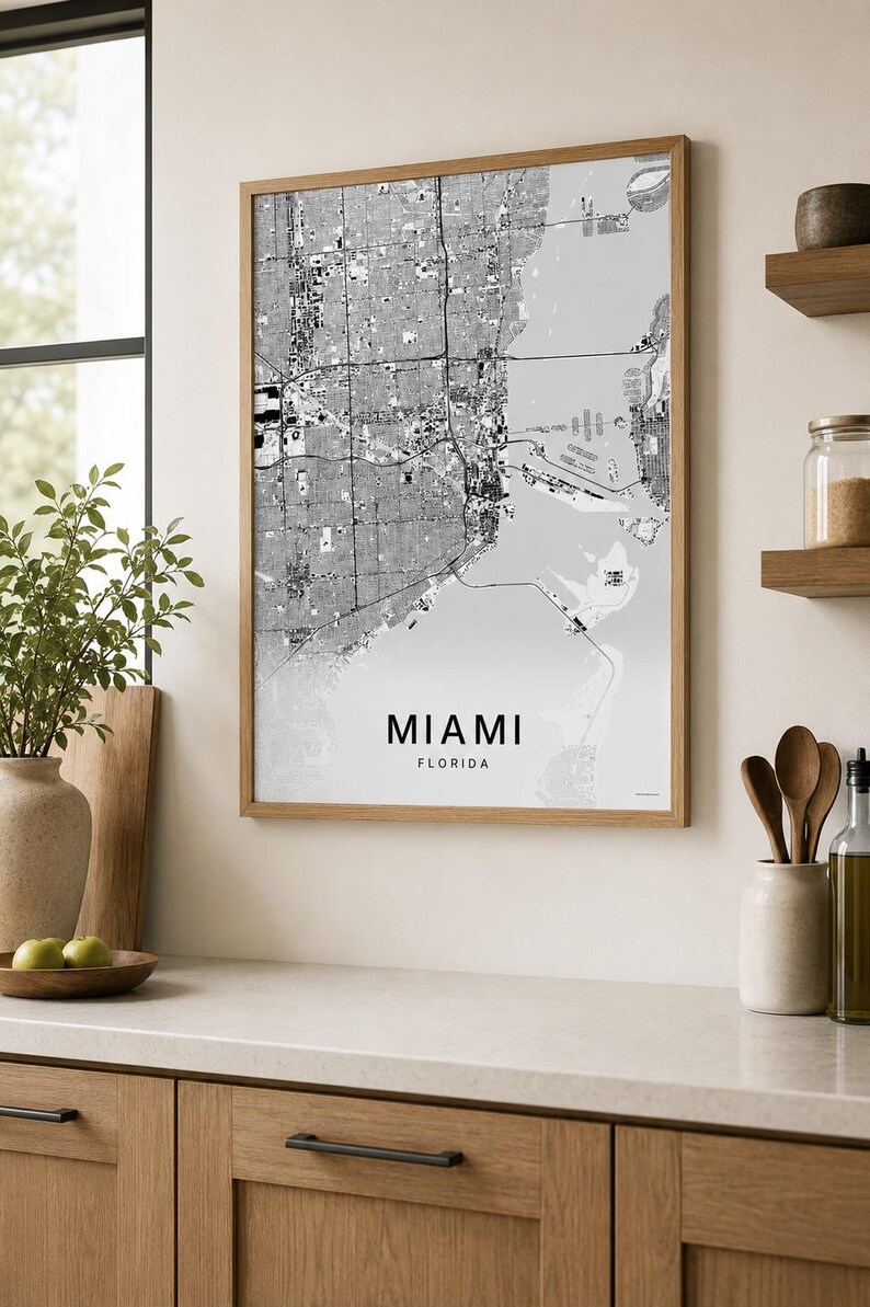Miami map wall art — Photo of the poster in an interior