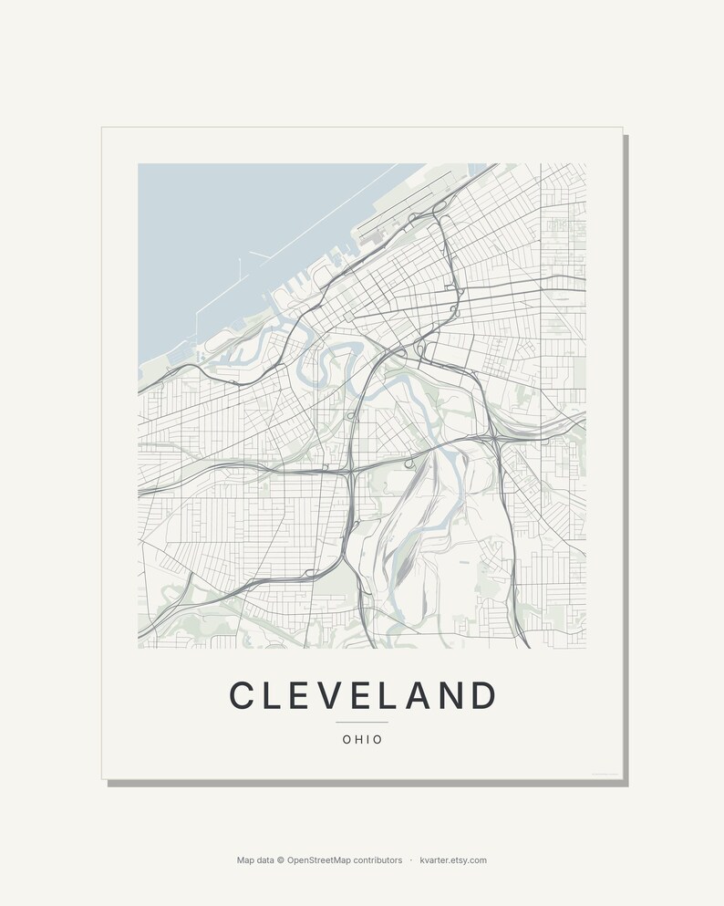Cleveland map wall art — Listing image 03 — flat