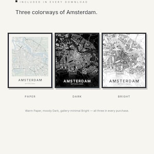 Amsterdam map wall art — Listing image 02 — colorways