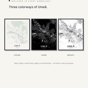 Umea Map Print, Umea Poster, Wall Art, Printable, Digital Download, Minimalist City Map, Scandi (Umeå) image 2