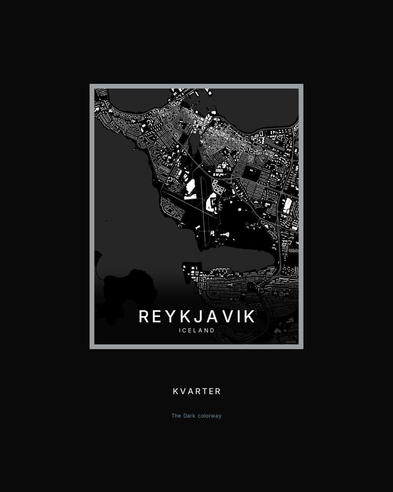 Reykjavik Map Print, City Poster, Printable Wall Art, Minimalist Digital Download, Scandi City Map, Housewarming Gift image 8