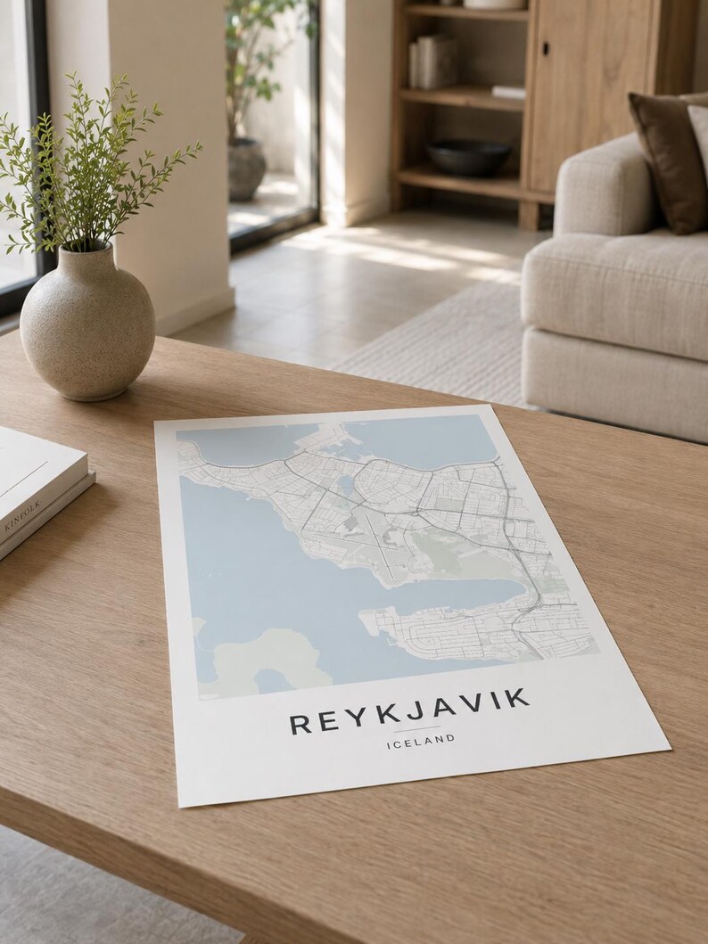 Reykjavik Map Print, City Poster, Printable Wall Art, Minimalist Digital Download, Scandi City Map, Housewarming Gift image 3