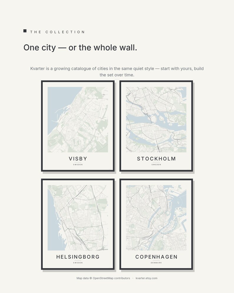 Visby Map Print, Wall Art, Printable, Digital Download, Minimalist City Map, Scandi Poster, Housewarming Gift image 8