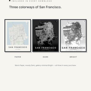 San Francisco map wall art — Listing image 02 — colorways