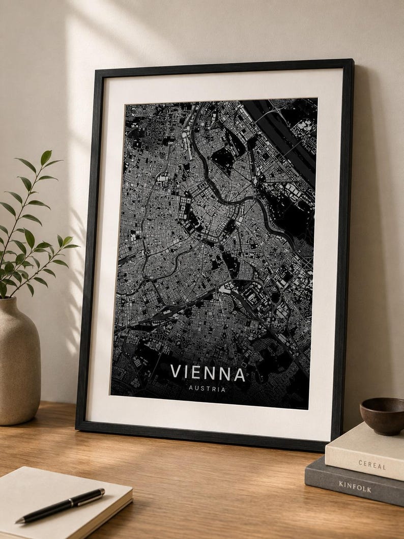 Vienna map wall art — Listing image 08 — hero dark
