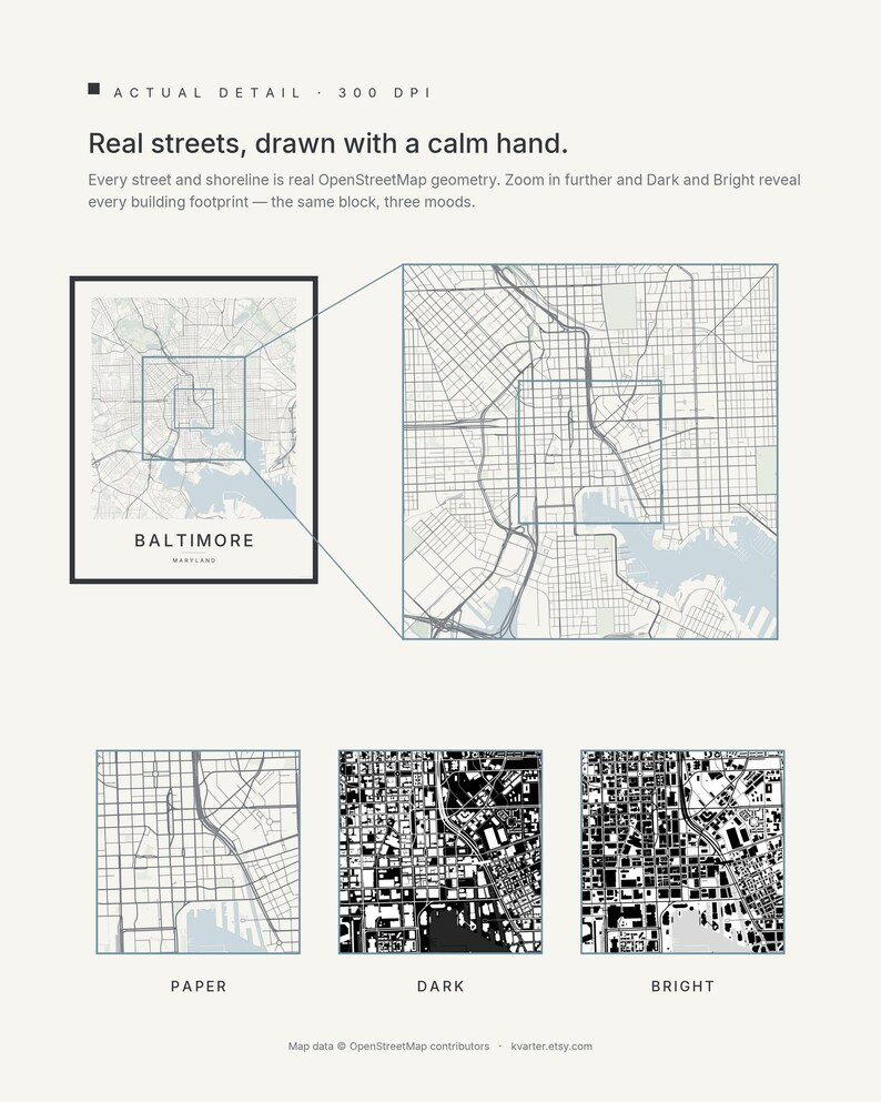Baltimore map wall art — Listing image 04 — detail