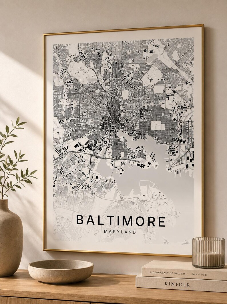 Baltimore map wall art — Photo of the poster in an interior