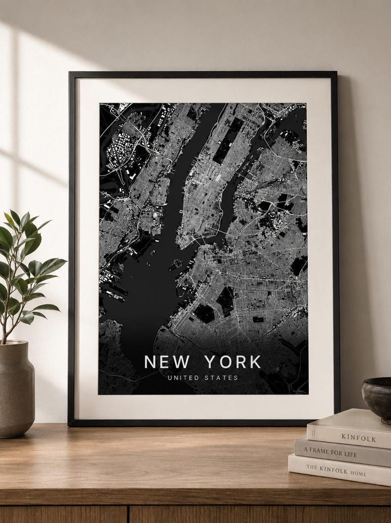 New York map wall art — Photo of the poster in an interior
