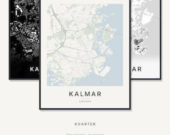 Kalmar Map Print, Poster Wall Art, Printable City Map, Minimalist Digital Download, Scandi Decor, Housewarming Gift