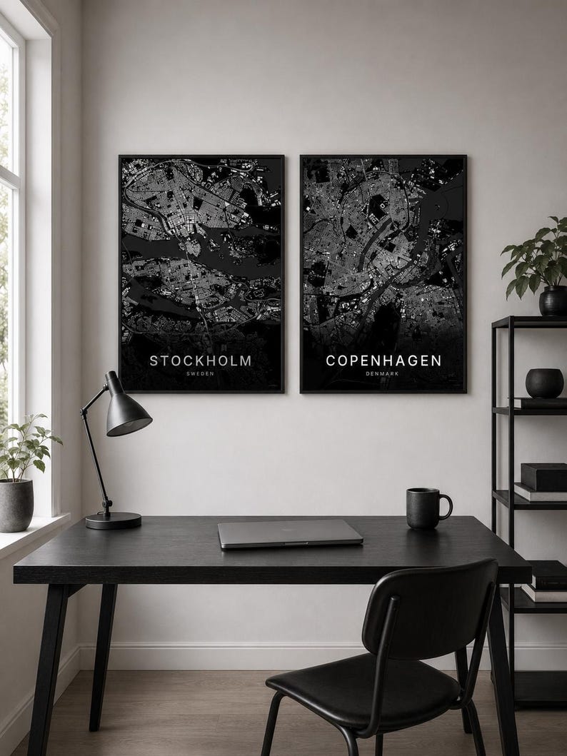 Copenhagen Map Print, Wall Art, Printable, Digital Download, City Map Poster, Scandi Decor, Housewarming Gift image 3