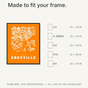 Knoxville map wall art — Listing image 08 — sizes