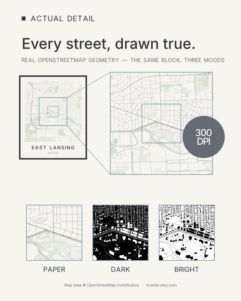East Lansing map wall art — Listing image 05 — whatyouget