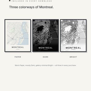 Montreal map wall art — Listing image 02 — colorways