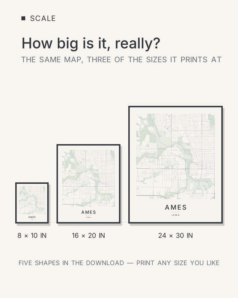 Ames map wall art — Listing image 08 — hero dark