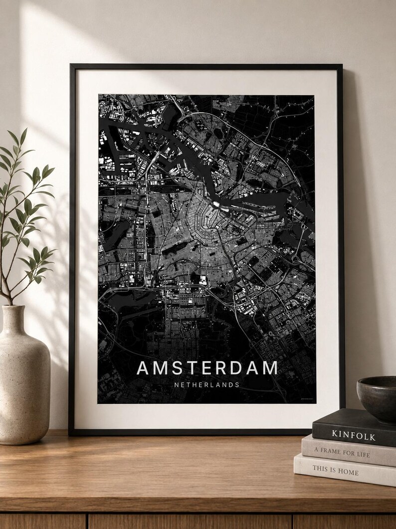 Amsterdam map wall art — Photo of the poster in an interior