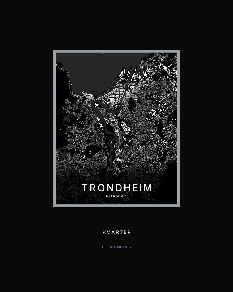 Trondheim map wall art — Listing image 08 — hero dark
