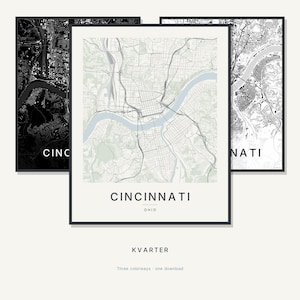 Cincinnati Map Print, Cincinnati Poster, Modern Wall Art, Minimalist City Map, United States Printable, Digital Download, Housewarming Gift