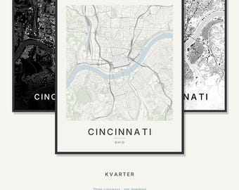 Cincinnati Map Print, Cincinnati Poster, Modern Wall Art, Minimalist City Map, United States Printable, Digital Download, Housewarming Gift