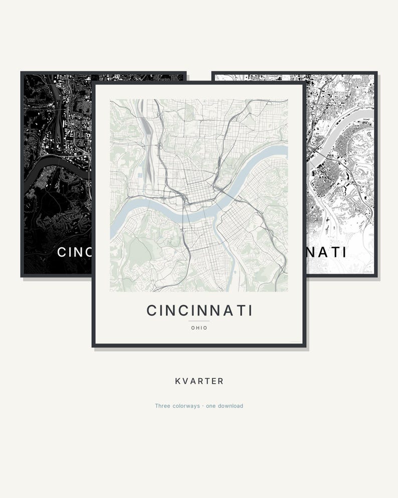 Cincinnati map wall art — Listing image 01 — hero