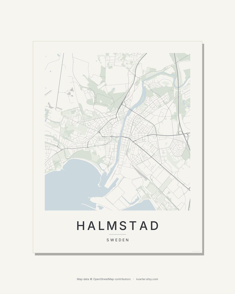 Halmstad Map Print, Wall Art, Printable, Digital Download, Minimalist City Map Poster, Scandi, Housewarming Gift image 10