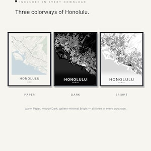 Honolulu map wall art — Listing image 02 — colorways
