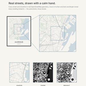Aarhus Map Print, Wall Art, Printable, Digital Download, Minimalist City Map Poster, Scandi Housewarming Gift image 4