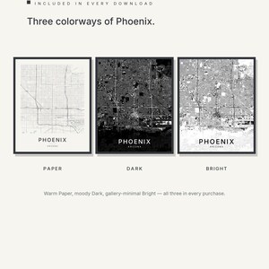 Phoenix map wall art — Listing image 02 — colorways
