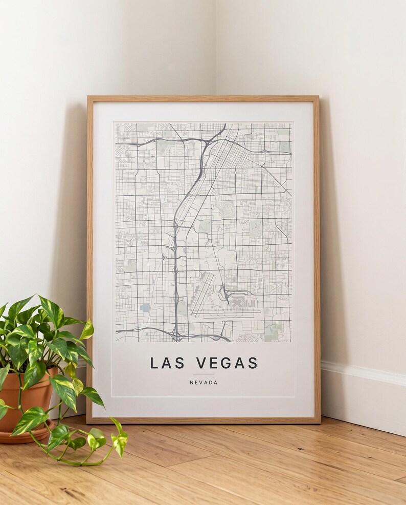 Las Vegas map wall art — The poster in a room (AI-generated)