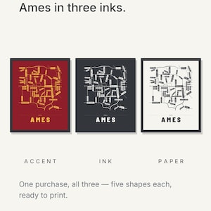 Ames map wall art — Listing image 05 — colorways