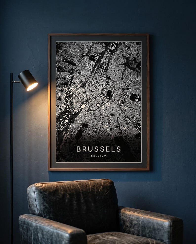 Brussels map wall art — The poster in a room (AI-generated)